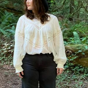 Victorian cotton sheer blouse